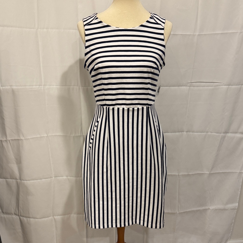 Old Navy Black And White Striped Mini Dress